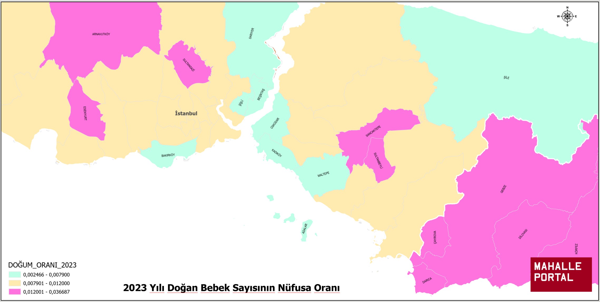 İstanbul İlçeleri Bebek Sayısı Haritası